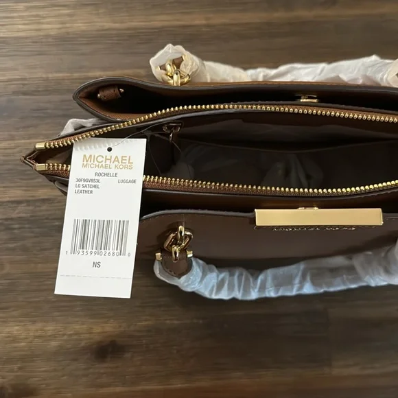 Michael Kors Rochelle Cognac Brown Large Saffiano Leather Bag NWT - Picture 6 of 16